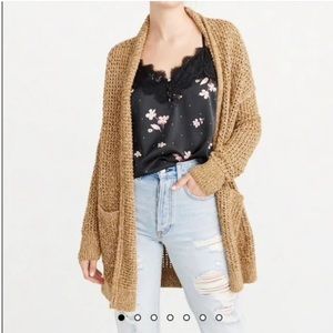 Abercrombie & Fitch Marbled Mustard Yellow Open Cardigan-xsmall